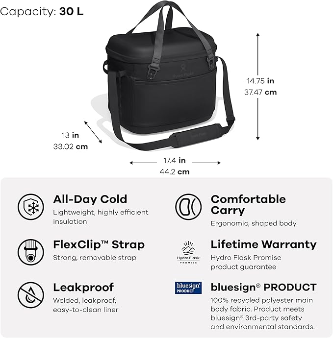 Hydro Flask Carryout Cooler - Insulated Portable Soft Cooler - 30 L Capacity in Shale Gray