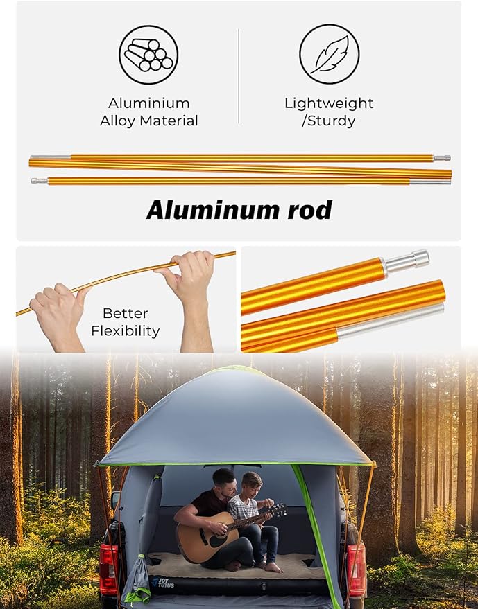 JoyTutus Pickup Truck Tent with Awning 6-6.5Ft + JOYTUTUS Extended Truck Bed Air Mattress