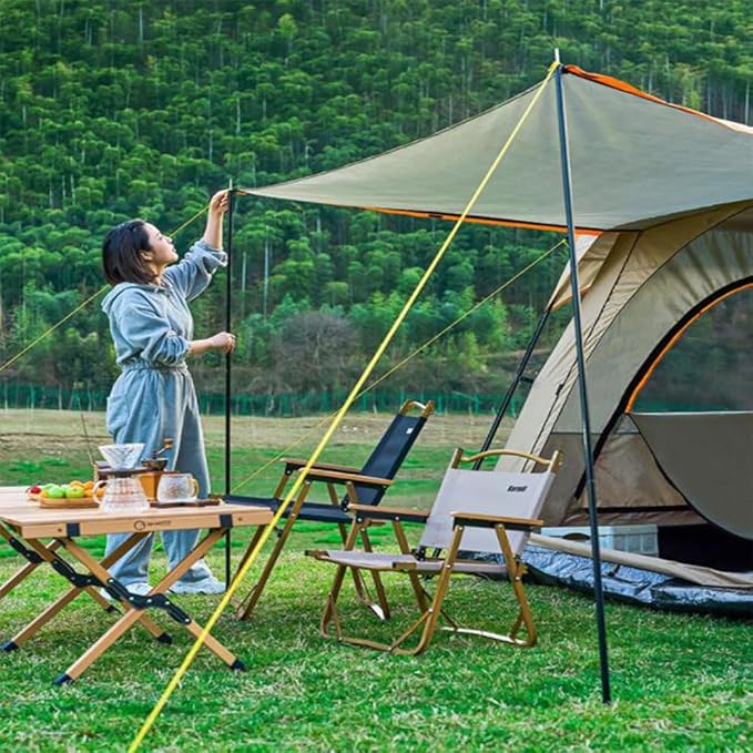Canvas Bell Tent, Waterproof Breathable Wall Tent, Glamping Tent, Detachable Groundsheet for Camping Party,Outdoor Wind and Rain Resistant (Green A)