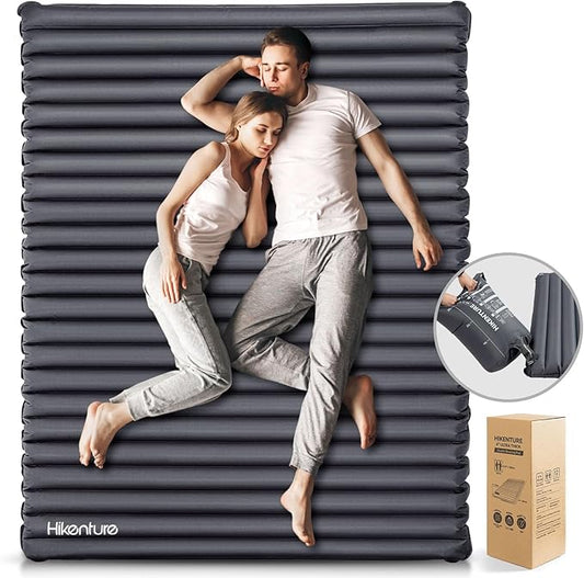 Hikenture Double Sleeping Pad for Camping, 4" Extra-Thick Camping Mattress 2 Person, Inflatable & Ultralight Sleeping Mat for Backpacking, Hiking (1008-D2)