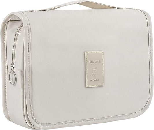 Trawila Travel Hanging Toiletry Bag Cosmetic Bag Makeup Organizers for Men & Women with Sturdy Hook (Beige)