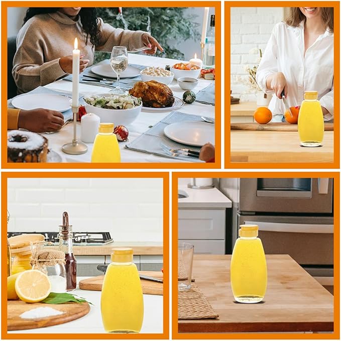 Angoily 6pcs Plastic Honey Squeeze Bottles 500g Capacity Food Storage Jars with Leakproof Flip-top Caps for Kitchen and Tabletop Use