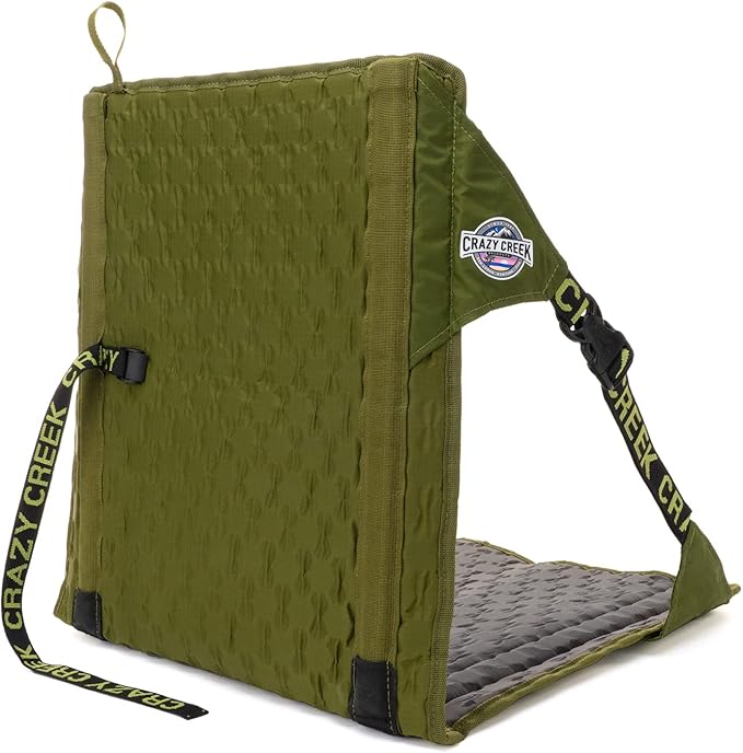 Crazy Creek HEX 2.0 Original Chair for Camping, Stadium Seating & More, Comfort on All Terrains, Adjustable Straps, Compact Design, Water-Resistant,Olive/Slate