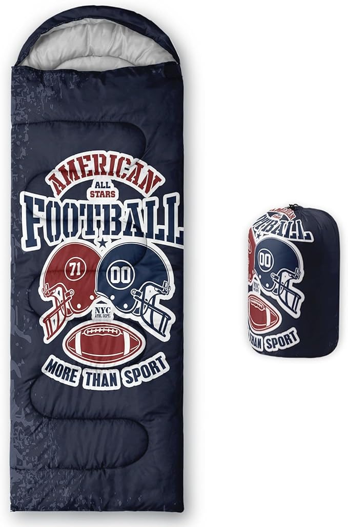 Kids Sleeping Bag for Boys Girls,Rocket Moon Print-Lightweight Warm Portable Outdoor Indoor-Waterproof Cold Weather Resistant Sleeping Bag for Camping Hiking