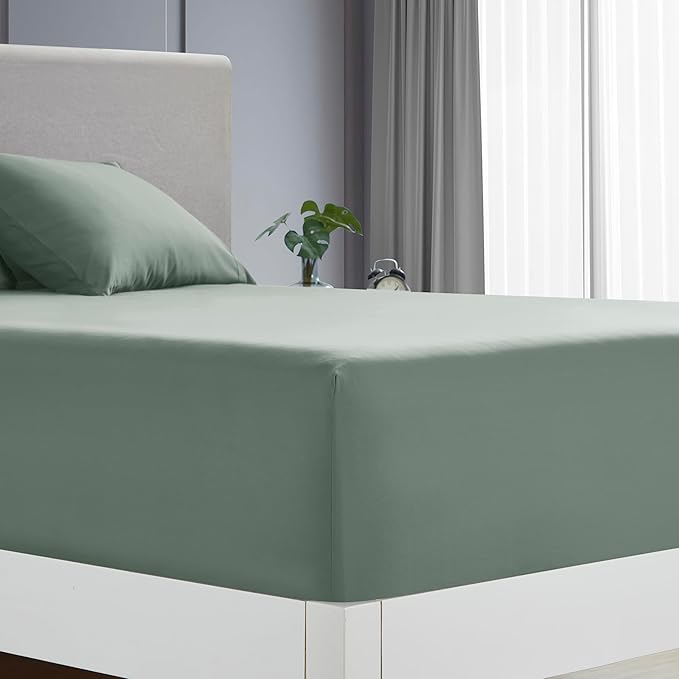 Clara Clark Twin Sheets - Hotel Luxury 5 Piece Bed Sheets for Twin Size Bed - Soft Bedding Sheets & Pillowcases, Fits Mattress up to 16 inch deep. Twin, New Sage Green