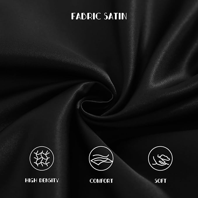 NTBAY Zippered Silk Satin Toddler Pillowcases - 2 Pack Hidden Zipper 13x18 Pillowcases - Luxury and Silky Baby Travel Pillow Covers, Black