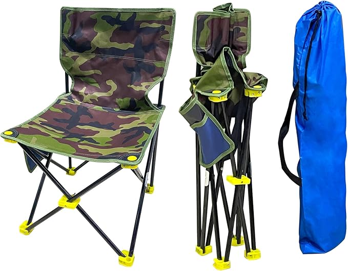 Mini Portable Folding Stool, Camping Fishing Stool for Adults Fishing Hiking Gardening and Beach with Carry Bag, Hold Up to 450lbs(Camouflage) (16.5" L x 16.5" W x 28.3" H)