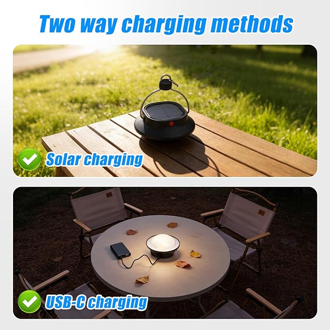 Portable Solar LED Camping Lantern, Lightweight & Compact 2000mAh Rechargeable Tent Light for Camping, Hiking, Backpacking, Fishing & Emergency Use, 350 Lumens, 5 Lighting Modes, IP67 Waterproof