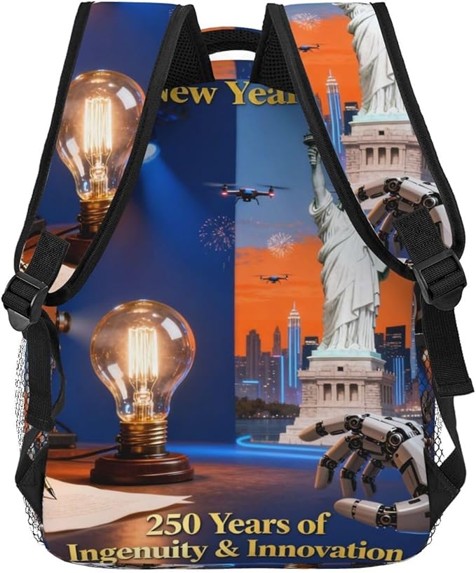 Men Women Polyester USA 250th Anniversary America Patriotic Art Daypack Backpack Large Capacity Carry On Bag With Smooth Zippers for Hiking Picnic Walking Cycling