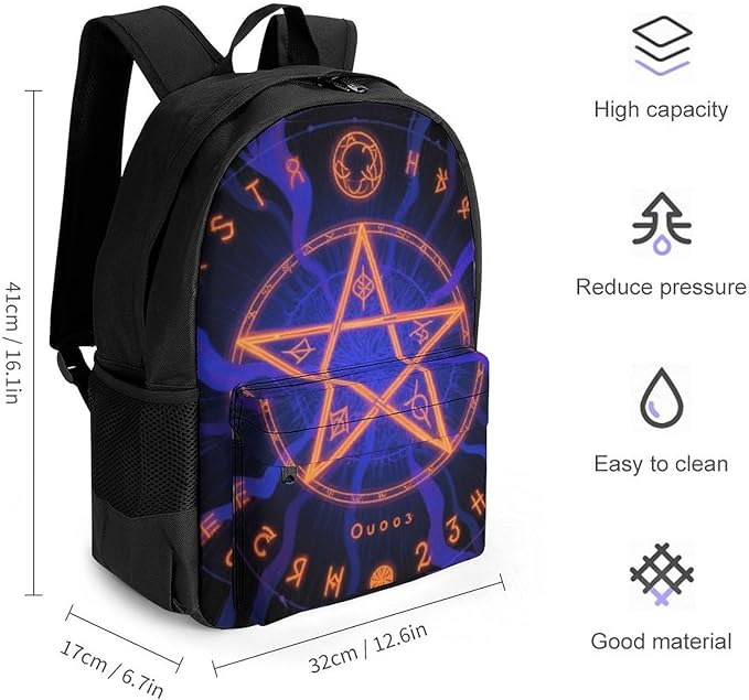 Shoulder Book Bags Anti-Theft Multipurpose Big Capacity Bookbag, Ancient Witch Magic Spirit Board Art Travel Hiking Backpack With Smooth Zippers