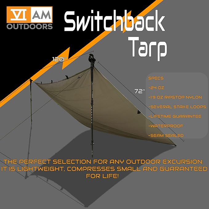 VIAM Outdoors | Switchback Ultralight Waterproof Tarp | 1.9oz | Tan