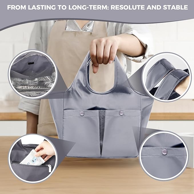 Lunch Bag for Women Fresh Keep Reusable Lunch Tote Bags Lunch Box with Storage Pocket Food Lunch Containers High Capacity Lunch Purse for Work, Office, Picnic, Travel