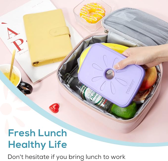 TOURIT Ice Packs for Lunch Boxes/Bags and Coolers, Lunch Box Cooler Ice Packs Reusable, Slim and Long Lasting Cool Pack for Work, Picnic or Camping