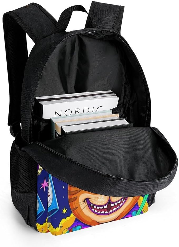 Supdreamc Rucksack Polyester Anti-Theft Multipurpose Acid Trip Colors Trippy Cat Eye Octopus Art Bookbag Big Capacity Travel and Sport Backpack Rucksack With Side Pockets
