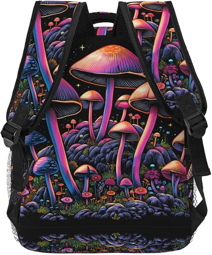 Rucksacks Lightweight Multipurpose Anti-Theft Trippy Mushroom Art Shoulder Bag Big Capacity Laptop Book Bag Rucksack With Padded Straps