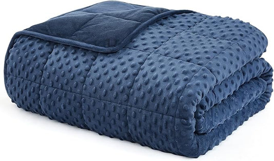 L'AGRATY Weighted Blanket - 40"x60" 7lbs Minky Dots Heavy Blanket with Glass Beads Soft Breathable for All-Season Summer Fall Winter Thick Comfort for Sleeping