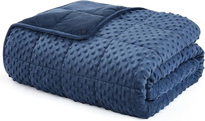 L'AGRATY Weighted Blanket for Adult - 60"x80" 22lbs Minky Dots Heavy Blanket with Glass Beads Soft Breathable for All-Season Summer Fall Winter Thick Comfort for Sleeping
