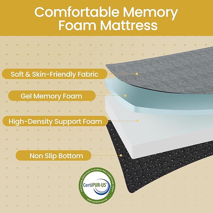Tri Folding Mattress Queen Size - 6 Inch Dual-Layer Memory Foam Foldable Mattress Portable Floor Bed Sofa with Removable Washable Cover, Handle & Non-Slip Bottom for Travel,RV,Camping,Guest,Yoga