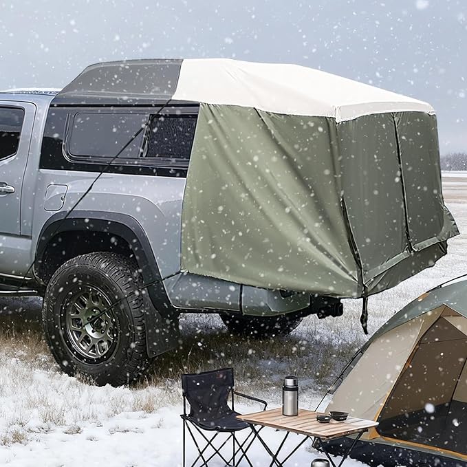 Full-Size Truck Bed Tent,Outdoor 600D Waterproof Truck Tent Compatible with Fits Ford F-150,Chevy Silverado,Toyota Tundra,Tacoma (2005+),Tailgates 58",Designed for Full-Size Trucks with Caps