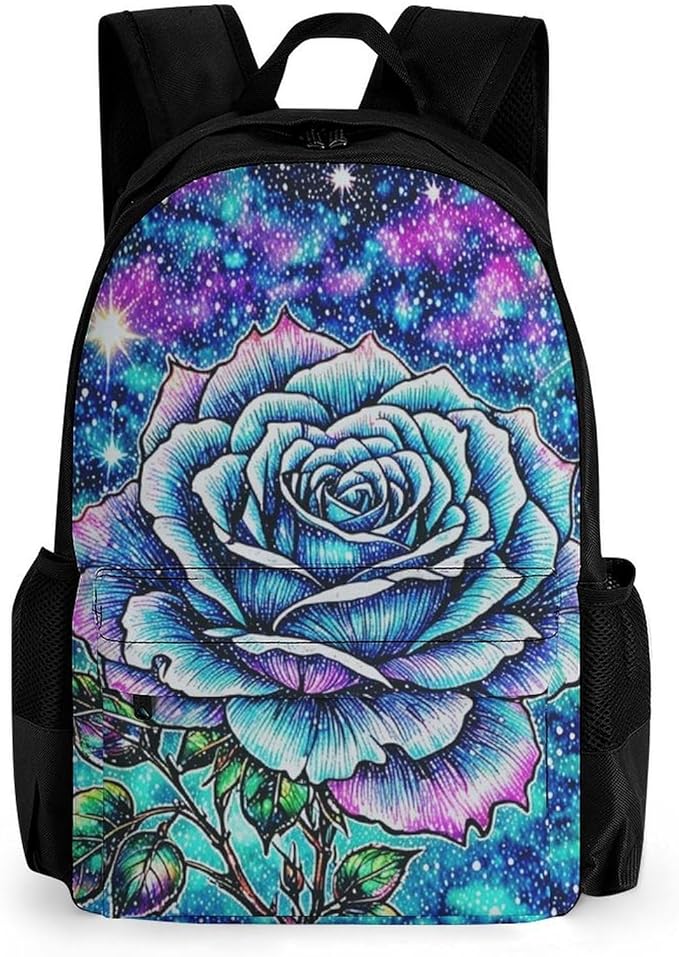 Supdreamc Backpack Multipurpose Anti-Theft Large Capacity Bookbag, Galaxy Flower Glitter Travel Hiking Daypack With Side Pockets