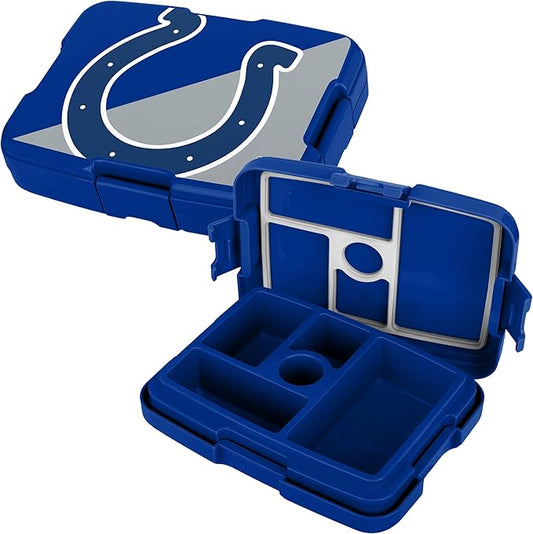 FOCO NFL Unisex-Adult Officially Licensed 2-Tone Big Logo Team Color Football Leak Proof 5 Compartment Bento Lunch Box - Indianapolis Colts