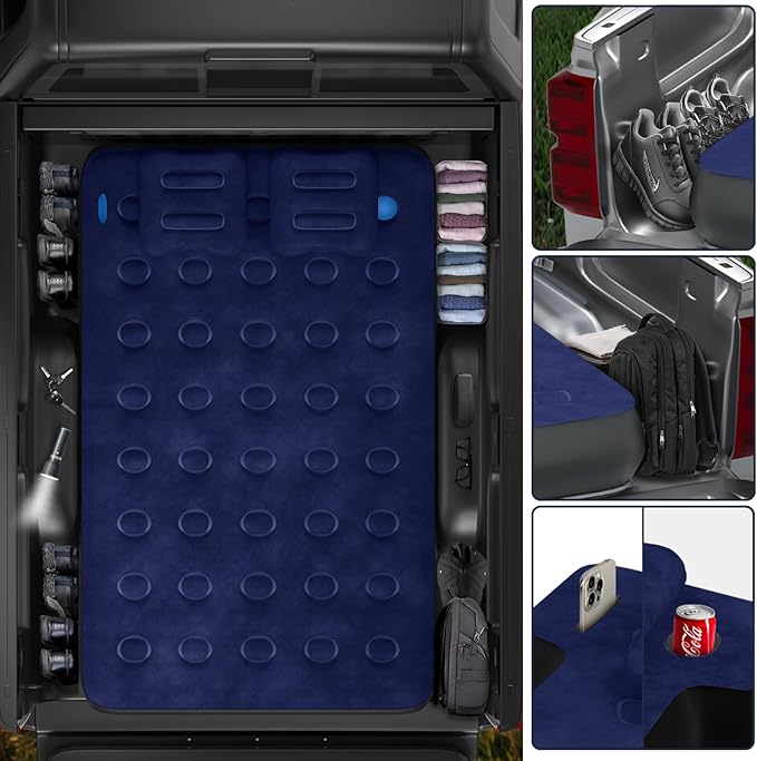 Umbrauto Air Mattress for 5.5-6.5 ft Short Bed Full-Size Trucks, Pickup Truck Airbed Mattress with Cordless Rechargeable Pump for Outdoor Travel