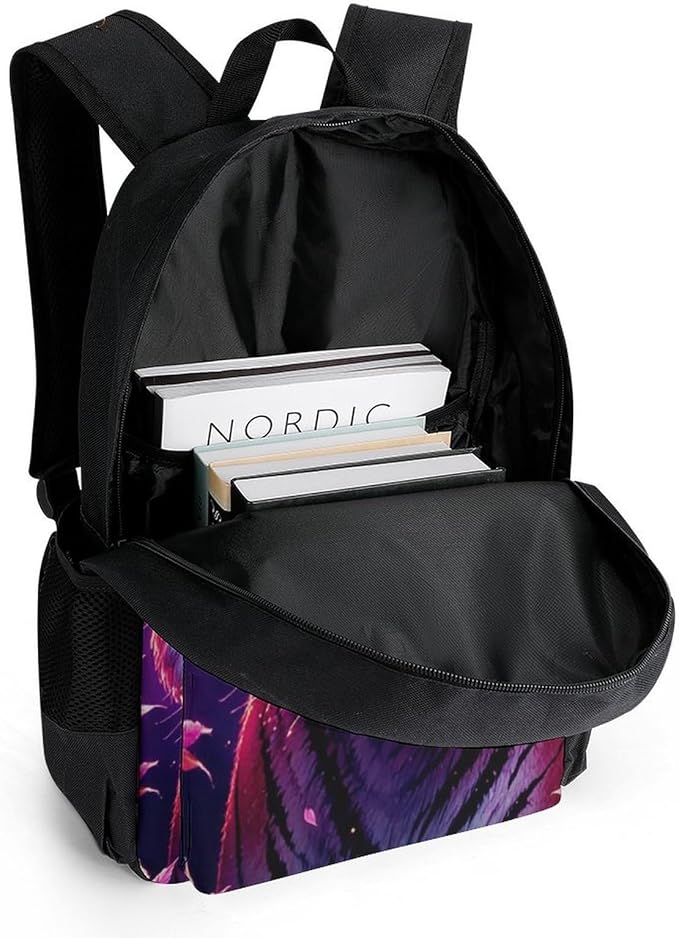 Adults Lightweight Beautiful Flower Wild Animal Tiger Abstract Art Rucksacks Large Capacity Bookbag With Adjustable Shoulder Straps for Trekking Outdoors Bicycle