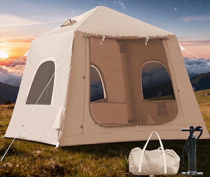 Inflatable Tents for Camping,2/4 Person Easy Setup Blow Up Tents for 4 Seasons Waterproof InflatableTent for Camping, Air Glamping Tents for Camping Adult