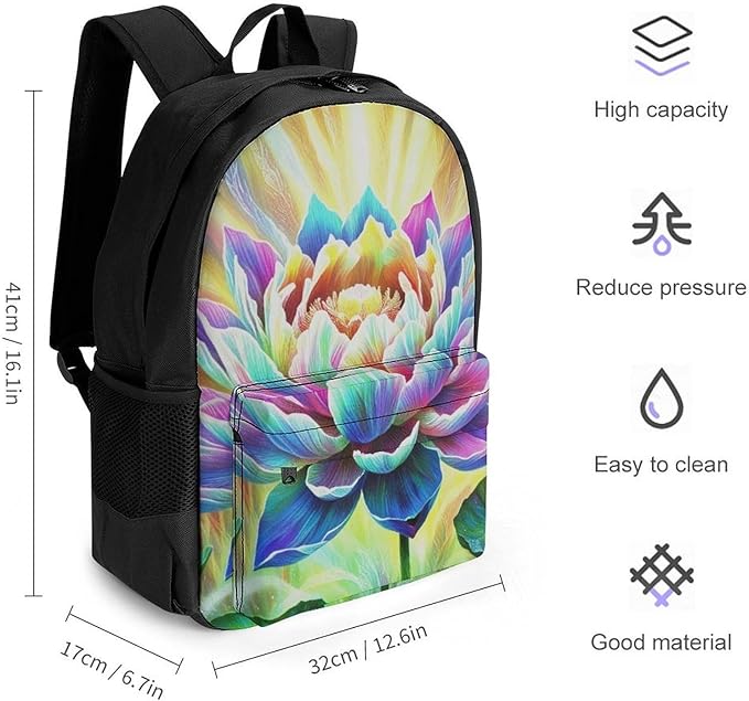 Supdreamc Daypack Bookbag Anti-Theft Multipurpose Large Capacity Bookbag, Healing Poppy Flower Travel Hiking Camping Rucksack With Adjustable Shoulder Straps