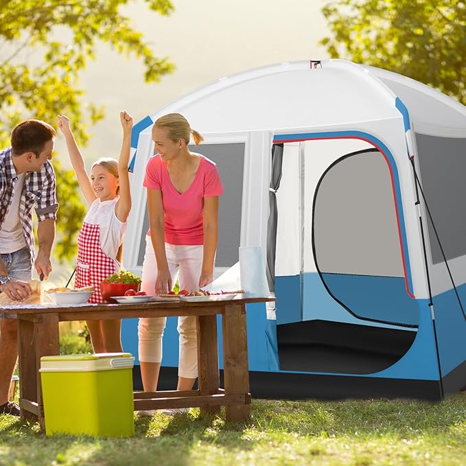 Tangkula 5 Person Camping Tent, Portable Backpacking Tent with Removable Rainfly, Floor Mat, 3 Mesh Walls & Zippered Doors, Carrying Bag, Family Dome Tent for Camping, Hiking, Traveling, Picnic