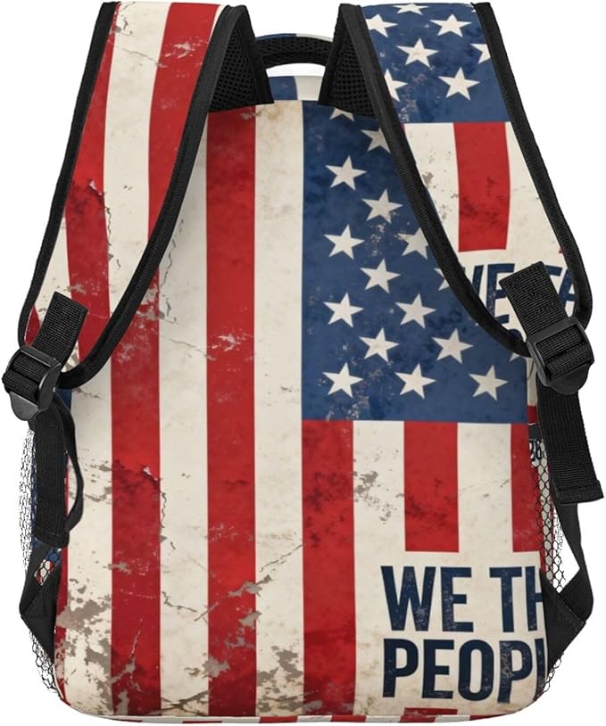 Daypack Anti-Theft Multipurpose Large Capacity Shoulder Bag, 250 Years American 250th Anniversary USA Flag Art Travel Hiking Camping Rucksack With Smooth Zippers