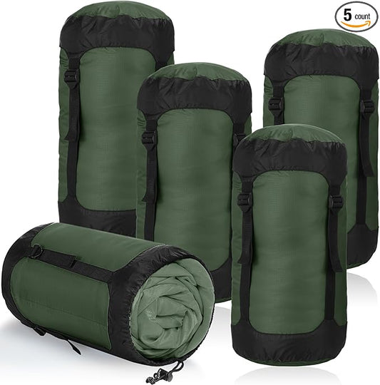 5 Pcs Compression Sacks for Backpacking 20L Camping Sleeping Bag Stuff Sacks for Backpacking Water Resistant Sleeping Bag Storage Sack for Space Saving Hiking Gear