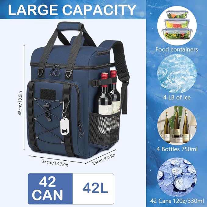 Tactical Cooler Backpack - 42 Cans Backpack Coolers Insulated Leak Proof for Men Adults, Soft Cooler Insulated Backpack for Lunch, Work, Camping, Hiking, Picnic, Beach & Travel