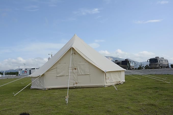 Canvas Bell Tent,4 Seasons Yurt Tent, Roomy Yurt Tent (13ft-16.5ft) with Zipped Removable Floor for Family Glamping Camping,Outdoor Hunting, or Party