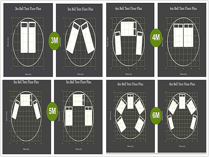 UNISTRENGH 4 Season Large Waterproof Cotton Canvas Bell Tent Beige Glamping Tent with Roof Stove Jack Hole for Camping Hiking Christmas Party