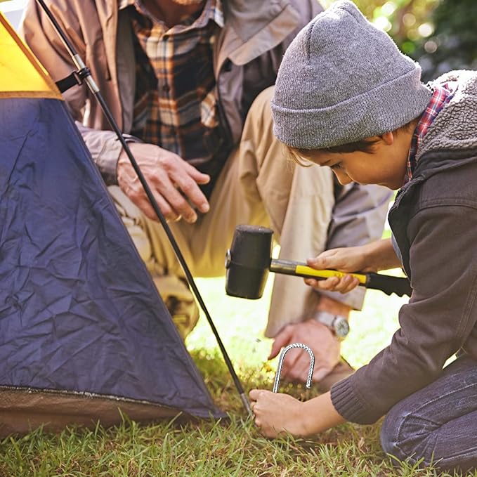 12 Inch Rebar Stakes,8 Packs Heavy Duty Metal J Hook Garden Ground Stakes for Camping Tent Canopy or Supporting for Garden Landscapes Fences Stakes (J Shape-Silver, J-12 x5/16-8pcs)