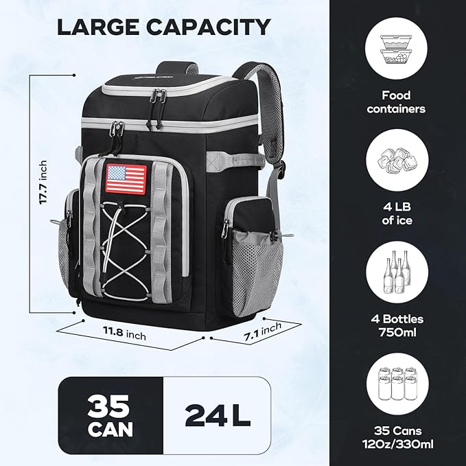 Maelstrom Backpack Cooler,Soft Lightweight Leakproof Cooler Backpack,Men Women 35/50 Can Insulated Cooler Bag,Keeps Hot/Cold for Up to 16 Hours,Perfect for Camping, Beach