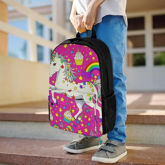 Supdreamc Backpack Polyester Multipurpose Anti-Theft Psychedelic Trippy Unicorn Shoulder Bag Big Capacity Gym Outdoor Hiking Backpack With Padded Straps