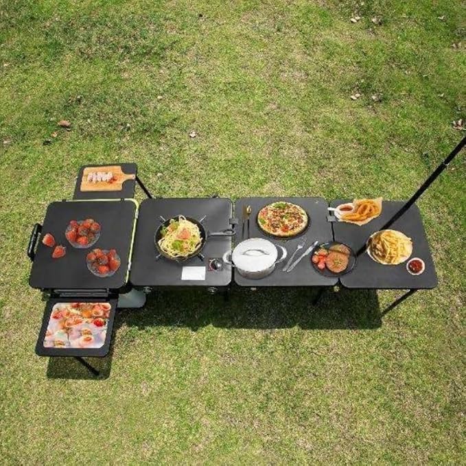Portable Multifunctional Outdoor Kitchen Station with Wheels