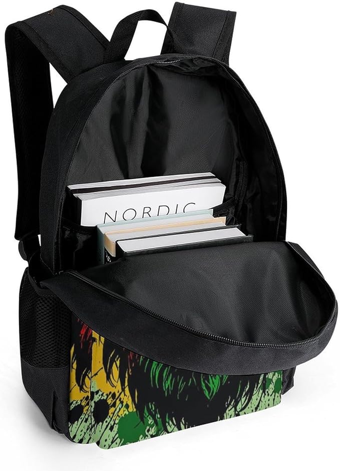 Men Women Lightweight Rasta Flag Black Paint Splatter Lion Backpack Large Capacity Bookbag With Smooth Zippers for Gym Business Running