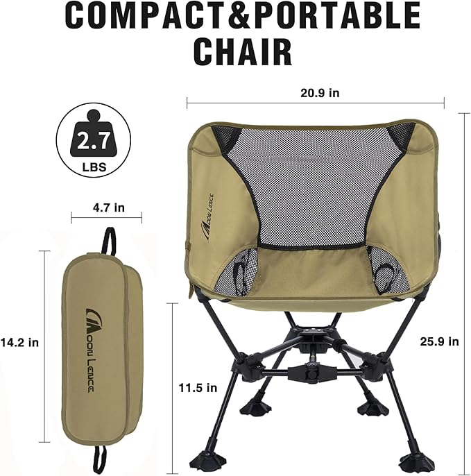 MOON LENCE Portable Camping Chair Backpacking Chair - The 4th Generation Ultralight Folding Chair - Compact, Lightweight Foldable Chairs for Hiking Mountaineering, Beach