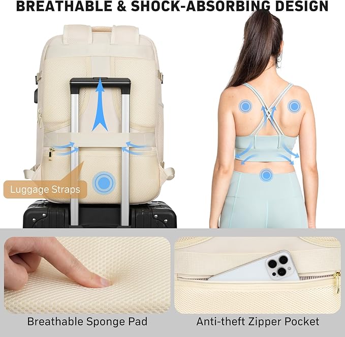 MOMUVO Travel Backpack Sets for Women,Carry On Backpack Flight Approved,Large Laptop Backpack Luggage Backpack with USB Charging Port, 18.4 Inch