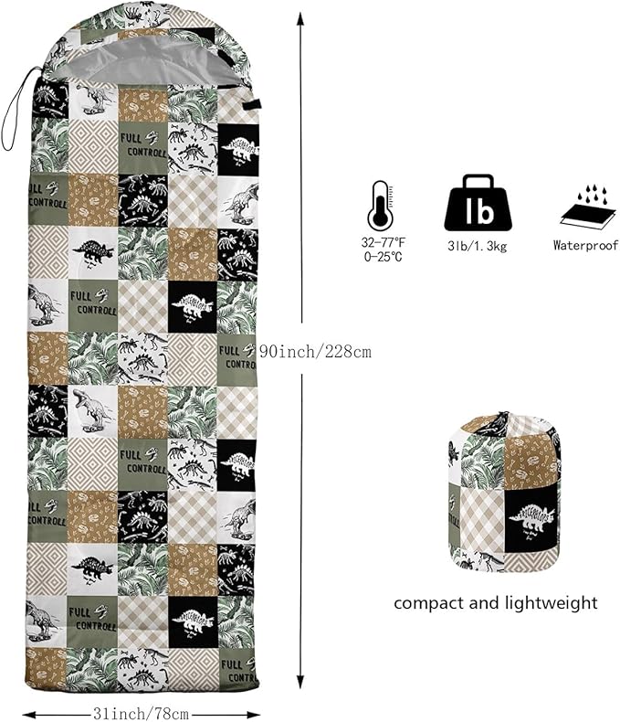 Kids Sleeping Bag for Boys Girls,Bohemian Cowboy Print-Lightweight Warm Portable Outdoor Indoor-Waterproof Cold Weather Resistant Sleeping Bag for Camping Hiking