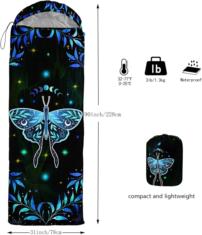 AILONEN Kawaii Puppy Sleeping Bag for Kids Boys Girls,Warm and Cool Weather,Lightweight,Waterproof Backpacking,Cartoon Cute Dog & Duck Animal Themed Blue Sleeping Bag for Camping