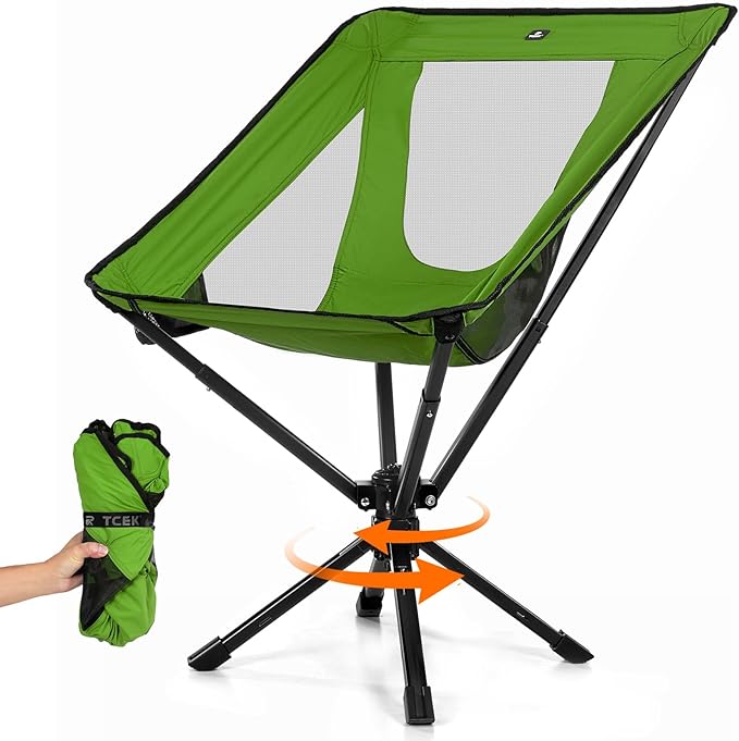 Portable Camping Chair - SwivelCore 180 Swivel & Auto-Return, Small Compact Lightweight Folding Chairs for Adults, Outdoor Backpack Chair for Adventures, Setup in Seconds, Support 300 LBS