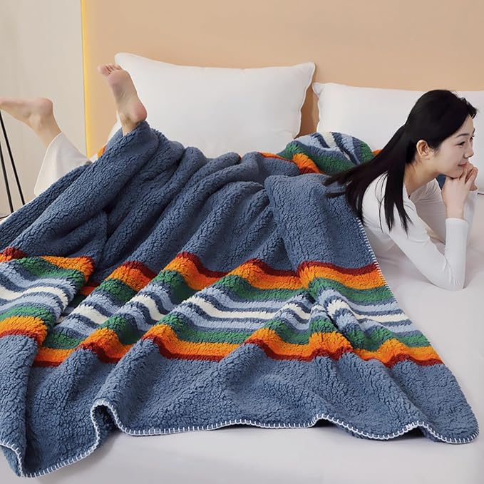 UKELER Boho Sherpa Fleece Blanket 90'' × 112'', Ultra Soft Aztec King Blanket for All Season, Cozy, Plush, Bohemian Throw Blanket for Bed/Couch/Sofa/Office/Camping