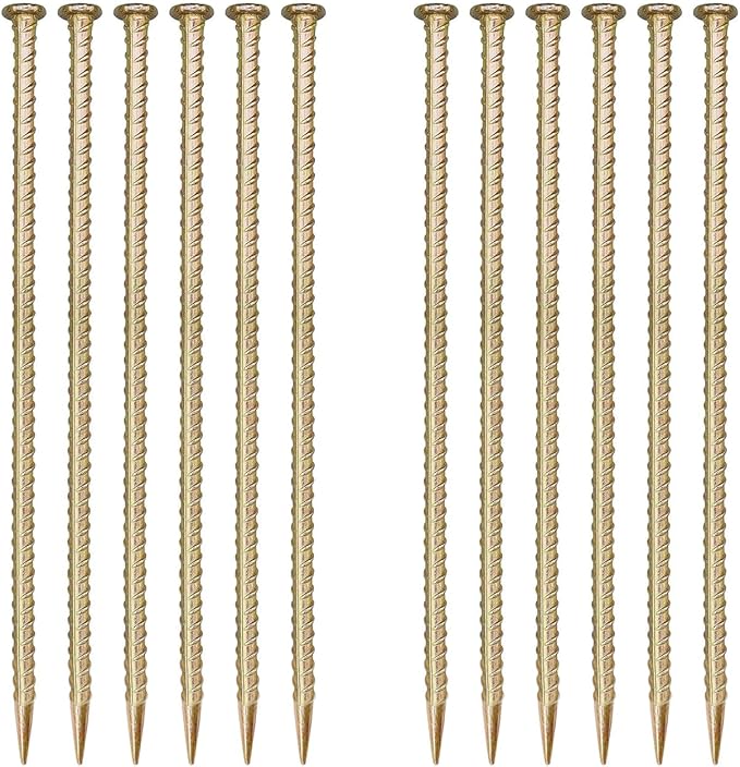 16 Inch Rebar Stakes (12 Pack)- 0.5 Inch Diameter Galvanized Steel Ground Anchors - Heavy Duty Plant Support Garden Stake for Speed Bump, Wheel Stop, Tent Stakes Metal Rebar Support