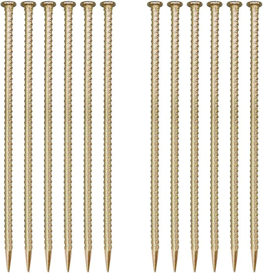 16 Inch Rebar Stakes (12 Pack)- 0.5 Inch Diameter Galvanized Steel Ground Anchors - Heavy Duty Plant Support Garden Stake for Speed Bump, Wheel Stop, Tent Stakes Metal Rebar Support