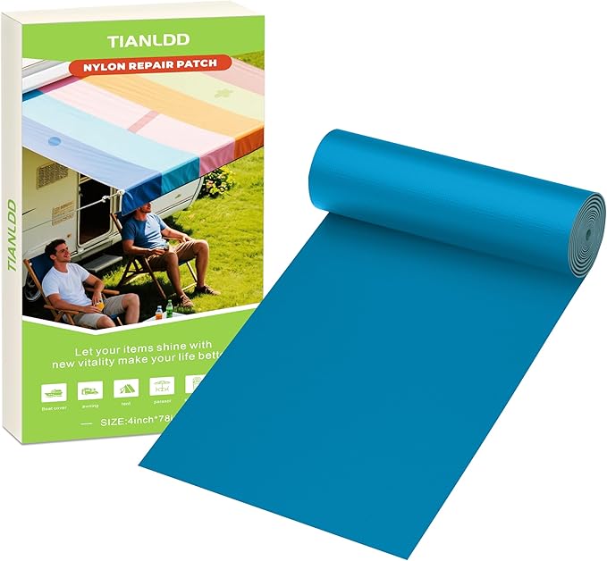 4x78in Nylon Repair Tape，Tent Repair Kit，Self Adhesive Waterproof Fabric Repair Tape for Tent, Umbrella, Sleeping Bag, Down Jackets,Knapsack.（Blue）