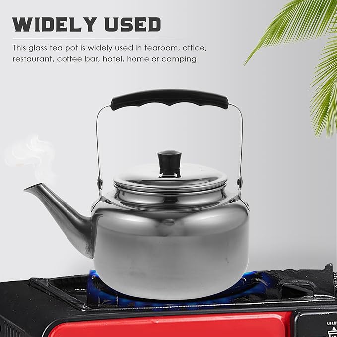 Stainless Steel Water Kettle 63OZ Outdoor Teapot with Anti-Scald Handle Portable Tea Kettle for Home and Camping Silver